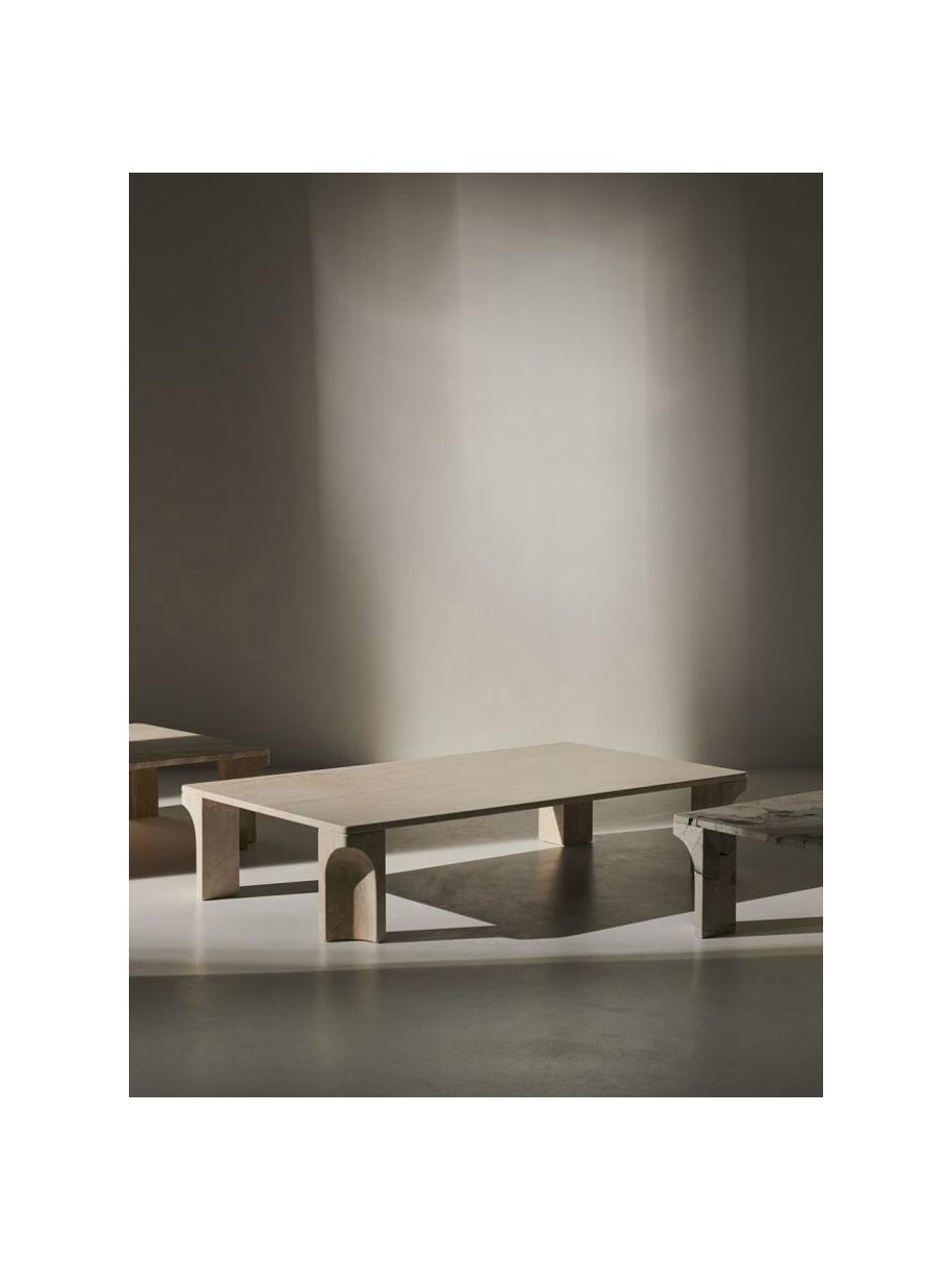 Tavolino in travertino Doric larg. 140 cm, Travertino, Travertino tonalità beige, Larg. 140 x Prof. 80 cm