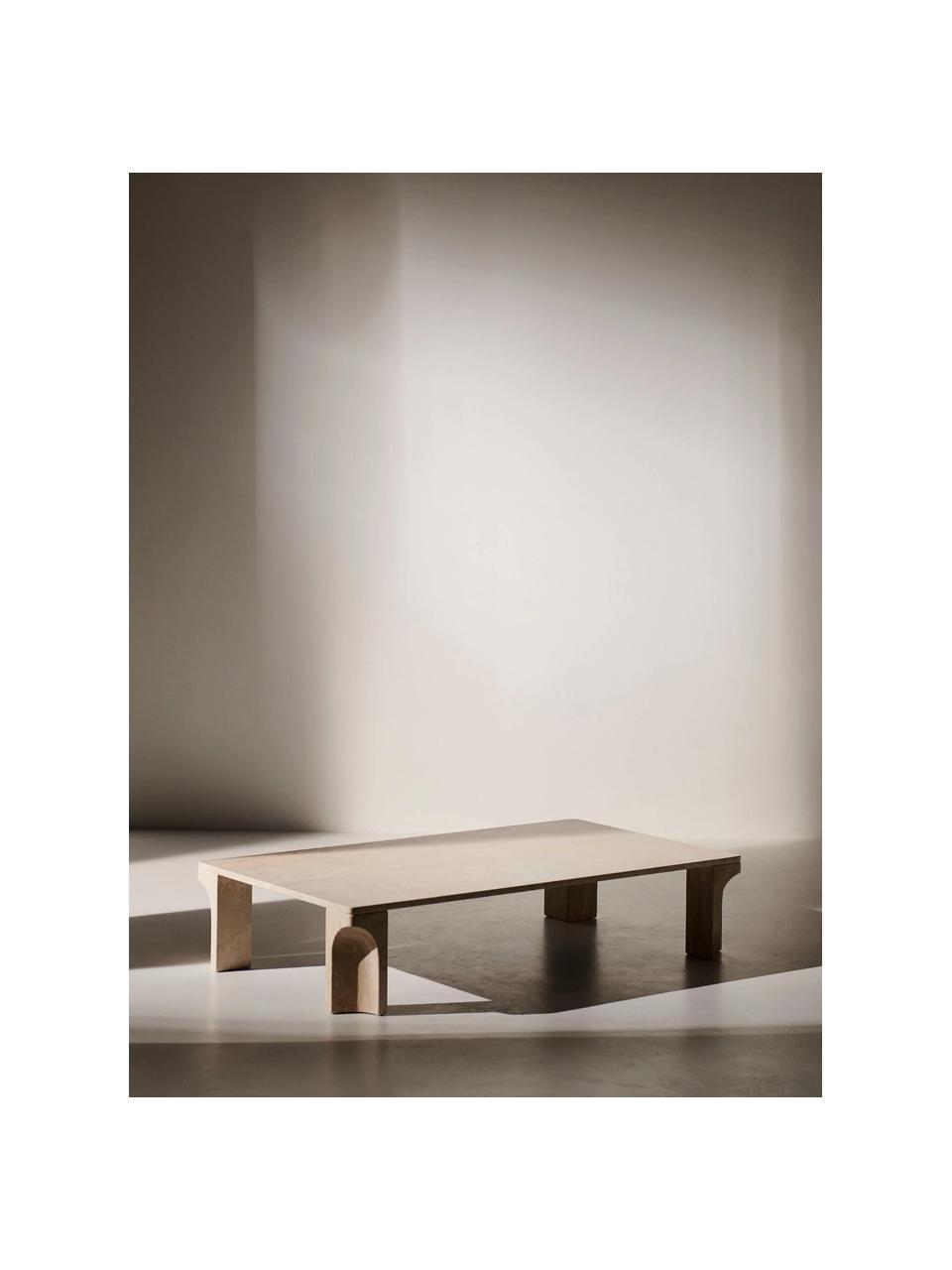 Tavolino in travertino Doric larg. 140 cm, Travertino, Travertino tonalità beige, Larg. 140 x Prof. 80 cm