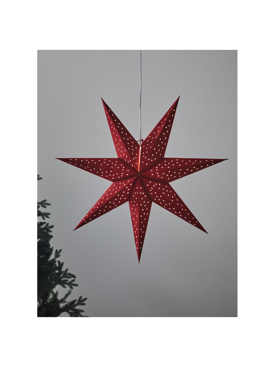 Estrella de Navidad de terciopelo Clara, Cable: plástico, Rojo, Ø 75 cm