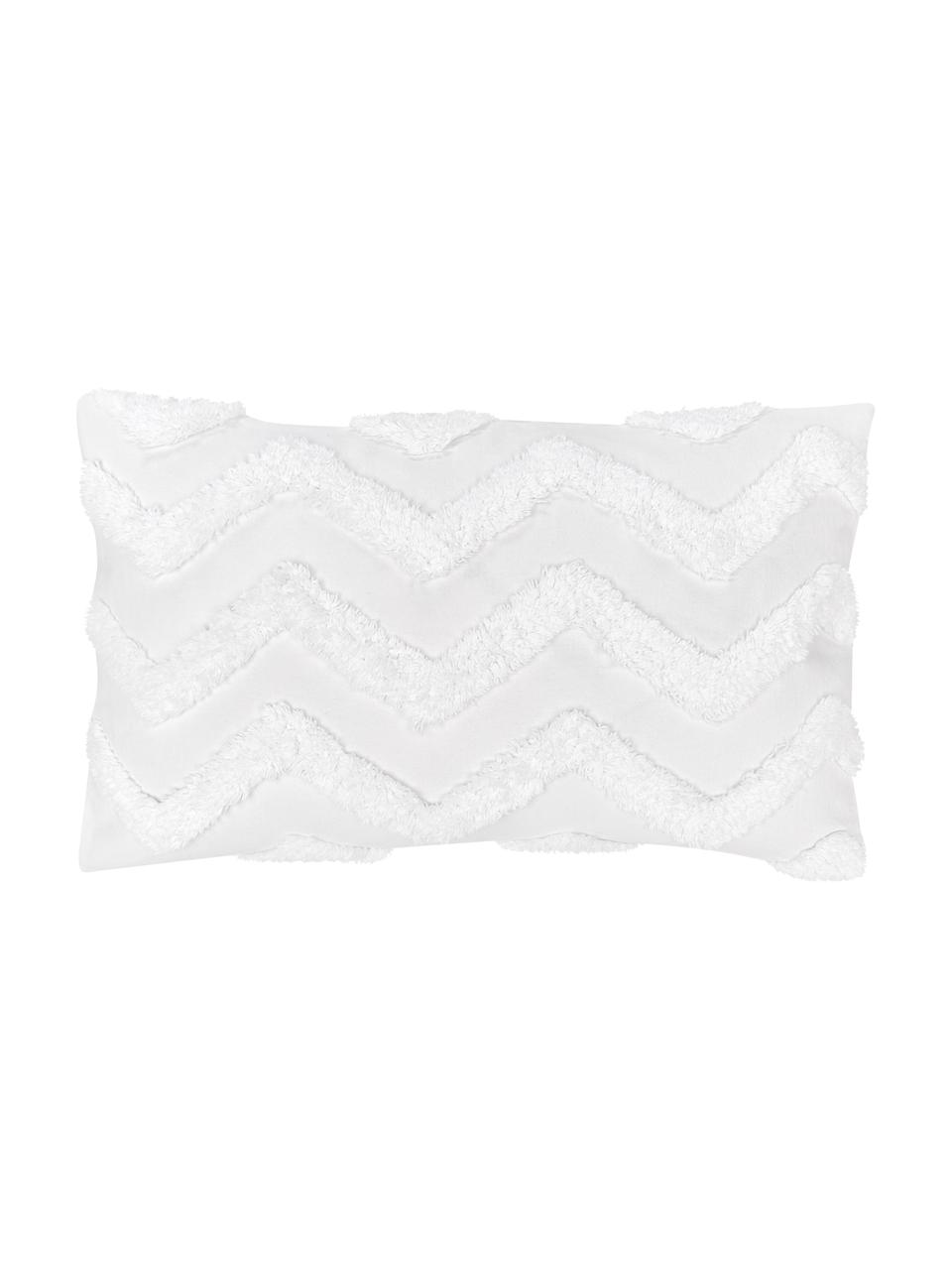 Kissenhülle Zack mit getuftetem Muster, 100% Baumwolle, Weiss, 30 x 50 cm