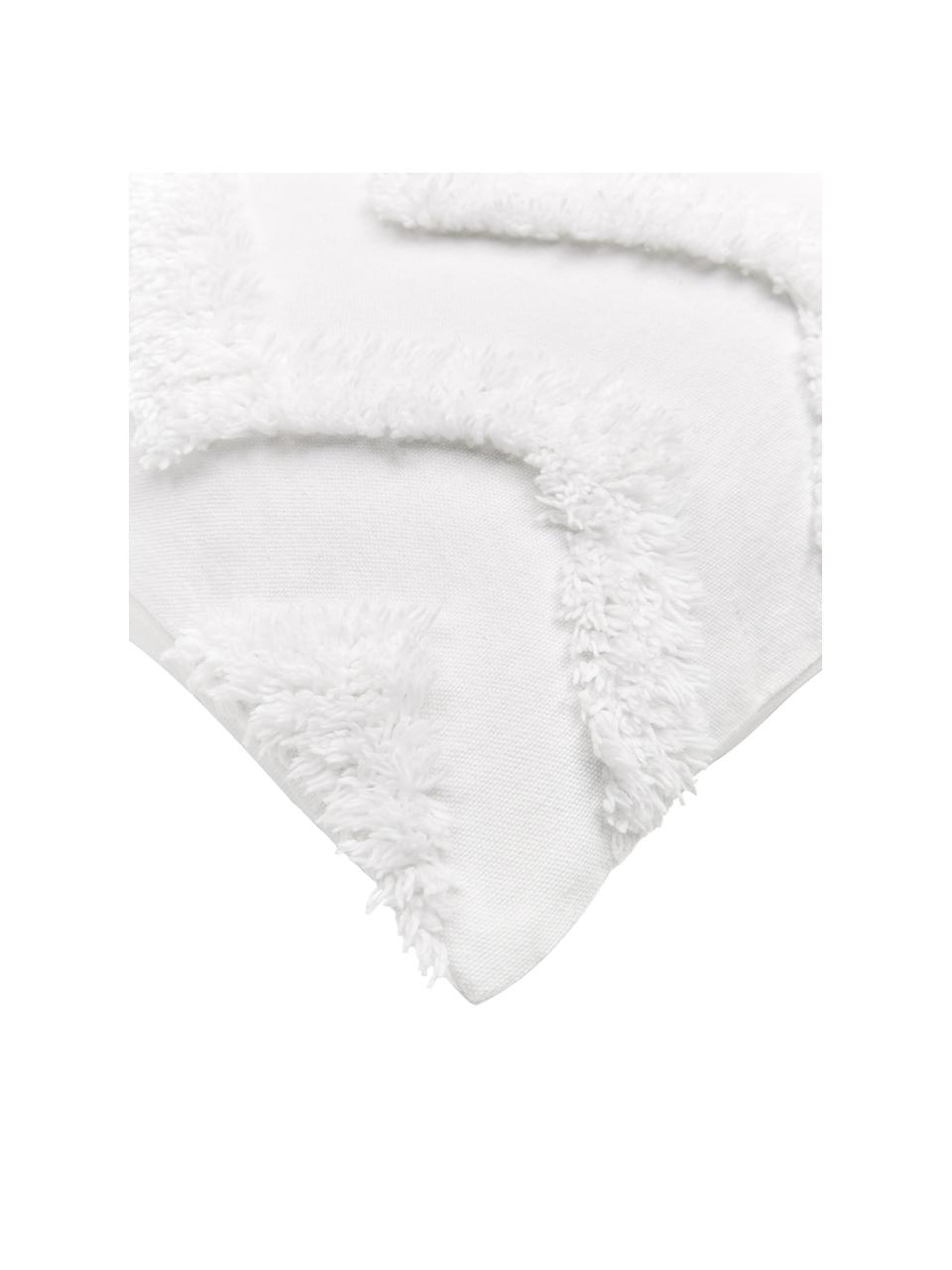 Kissenhülle Zack mit getuftetem Muster, 100% Baumwolle, Weiß, 30 x 50 cm