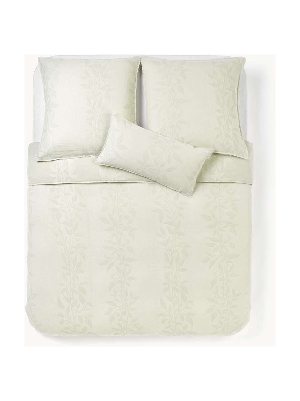 Funda nórdica de muselina jacquard Jasmina, Verde claro, Cama 90 cm (155 x 220 cm)