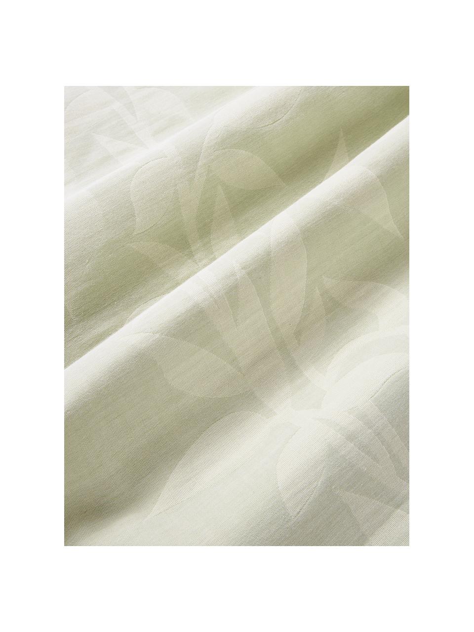 Copripiumino in mussola jacquard con motivo floreale rosa Jasmina, Verde chiaro, Larg. 200 x Lung. 200 cm