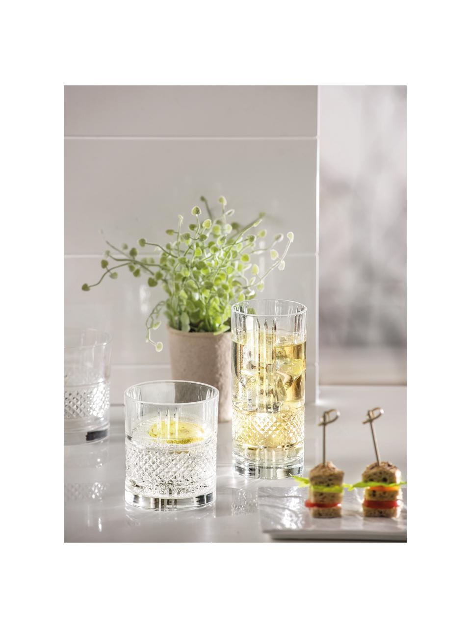 Bicchieri in cristallo con rilievo Brillante 6 pz, Cristallo, Trasparente, Ø 8 x Alt. 9 cm, 340 ml
