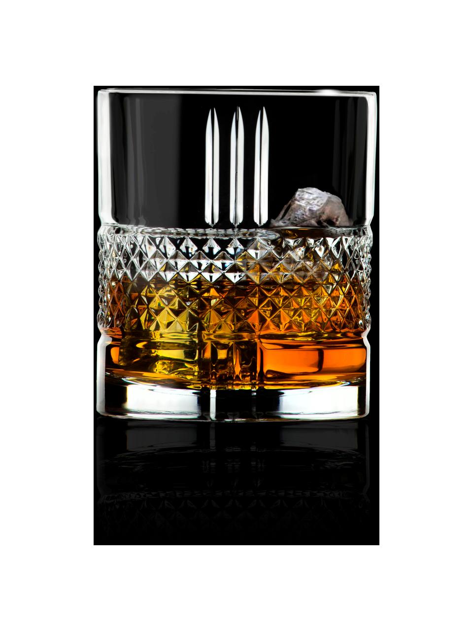 Kristallen glazen Brillante met reliëf, 6 stuks, Kristalglas, Transparant, Ø 8 x H 9 cm, 320 ml