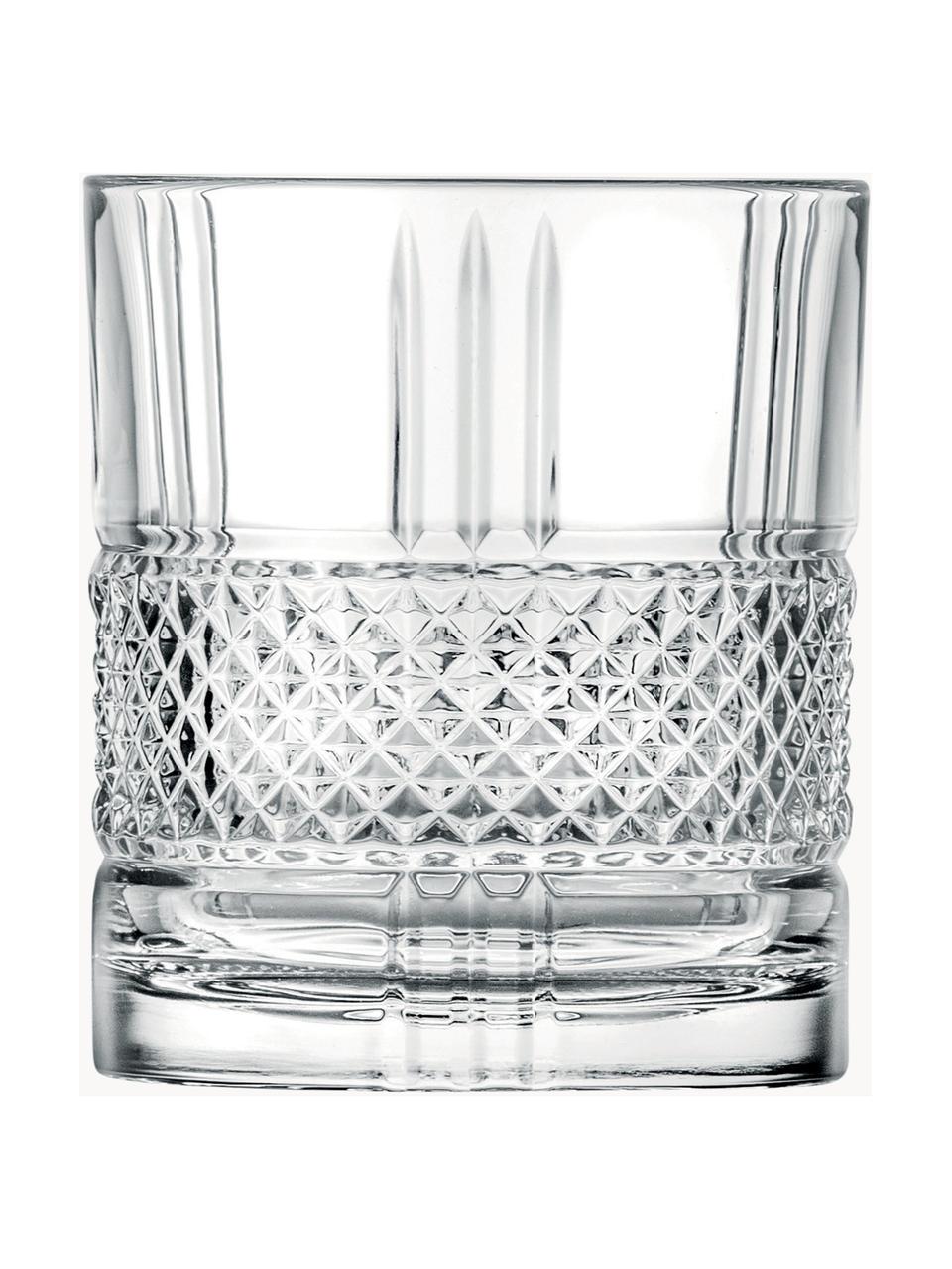 Bicchieri in cristallo con rilievo Brillante 6 pz, Cristallo, Trasparente, Ø 8 x Alt. 9 cm, 340 ml