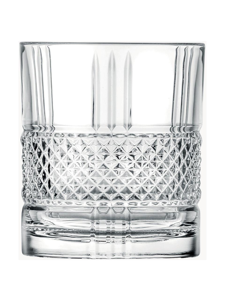 Kristall-Gläser Brillante mit Relief, 6 Stück, Kristallglas

Bring den Glanz von Kristallglas auf Deinen Esstisch! Das Glas ist außergewöhnlich transparent und schwer, dadurch fühlt es sich wertig an und sieht gleichzeitig auch noch gut aus. Zudem machen die filigranen Schliffe jedes Stück zu einem besonderen It-Piece, das sowohl praktisch als auch schön ist., Transparent, Ø 8 x H 9 cm, 340 ml