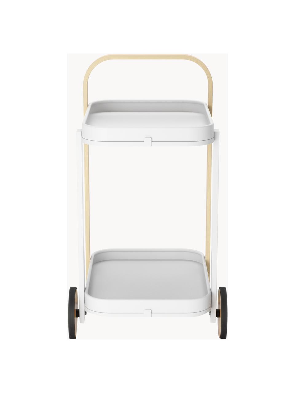 Barový vozík Bellwood, Bílá, světlé dřevo, Š 53 cm, V 80 cm