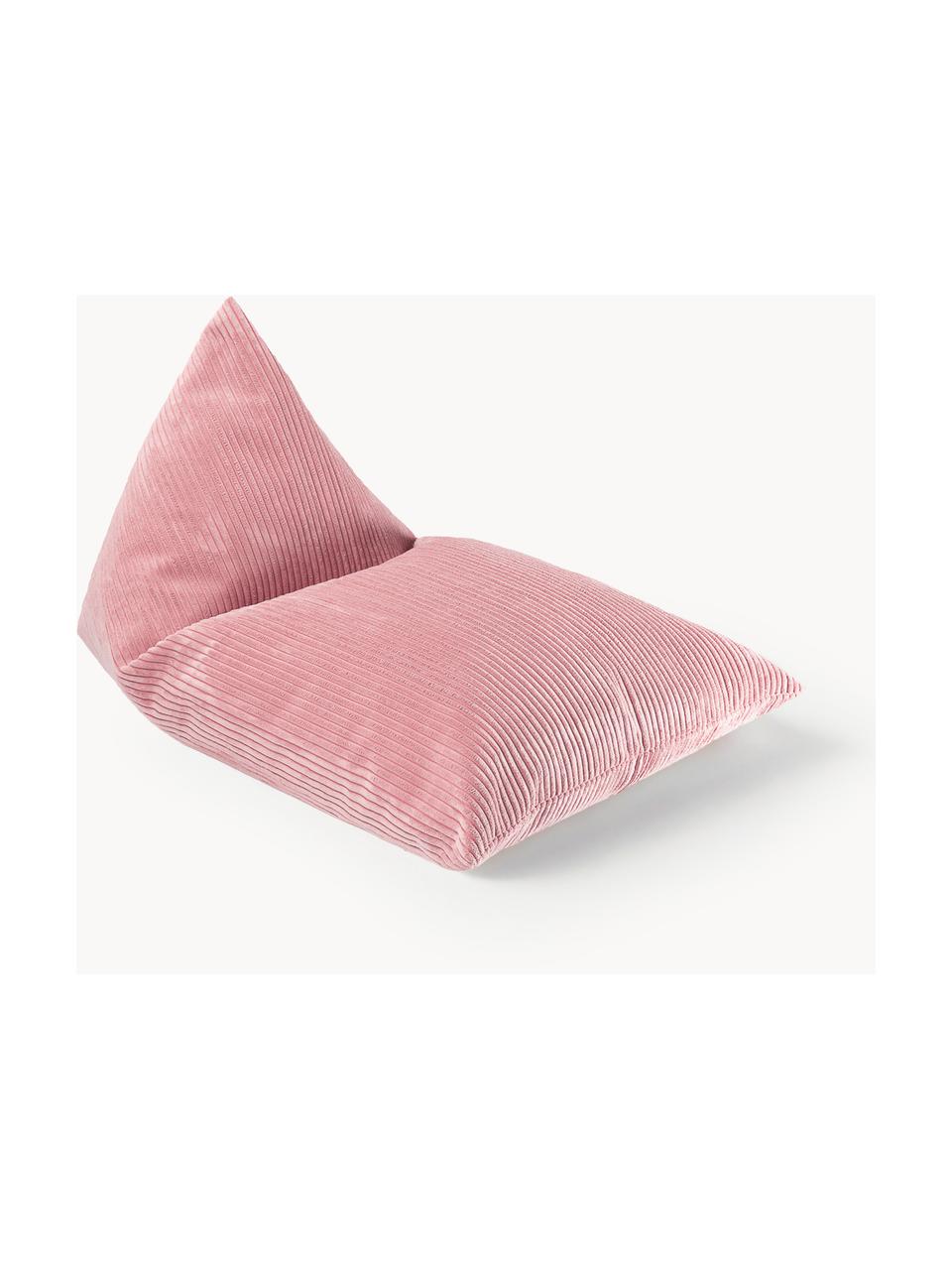 Pouf poire en velours côtelé pour enfant Sugar, Velours côtelé vieux rose, larg. 70 x long. 110 cm