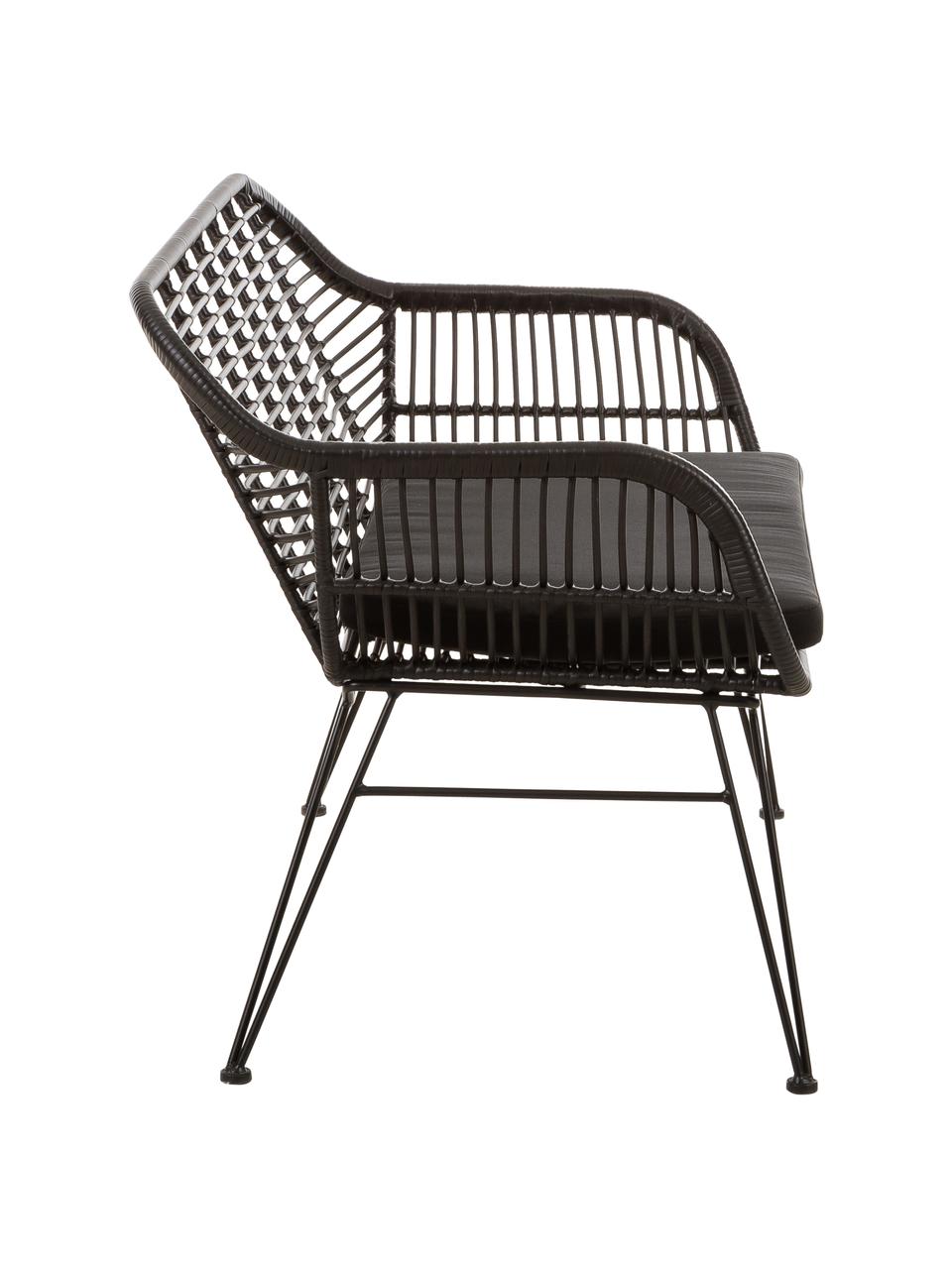 Polyratanová lavička Costa, Čierna, Š 126 x V 81 cm