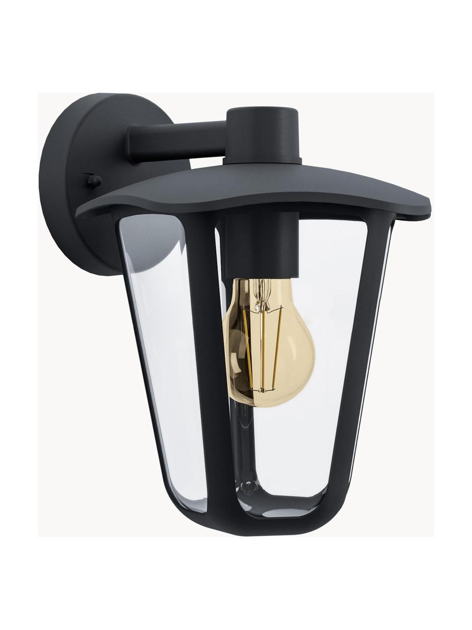 Outdoor wandlamp Monreale, Lampenkap: kunststof, Zwart, B 23 x H 28 cm