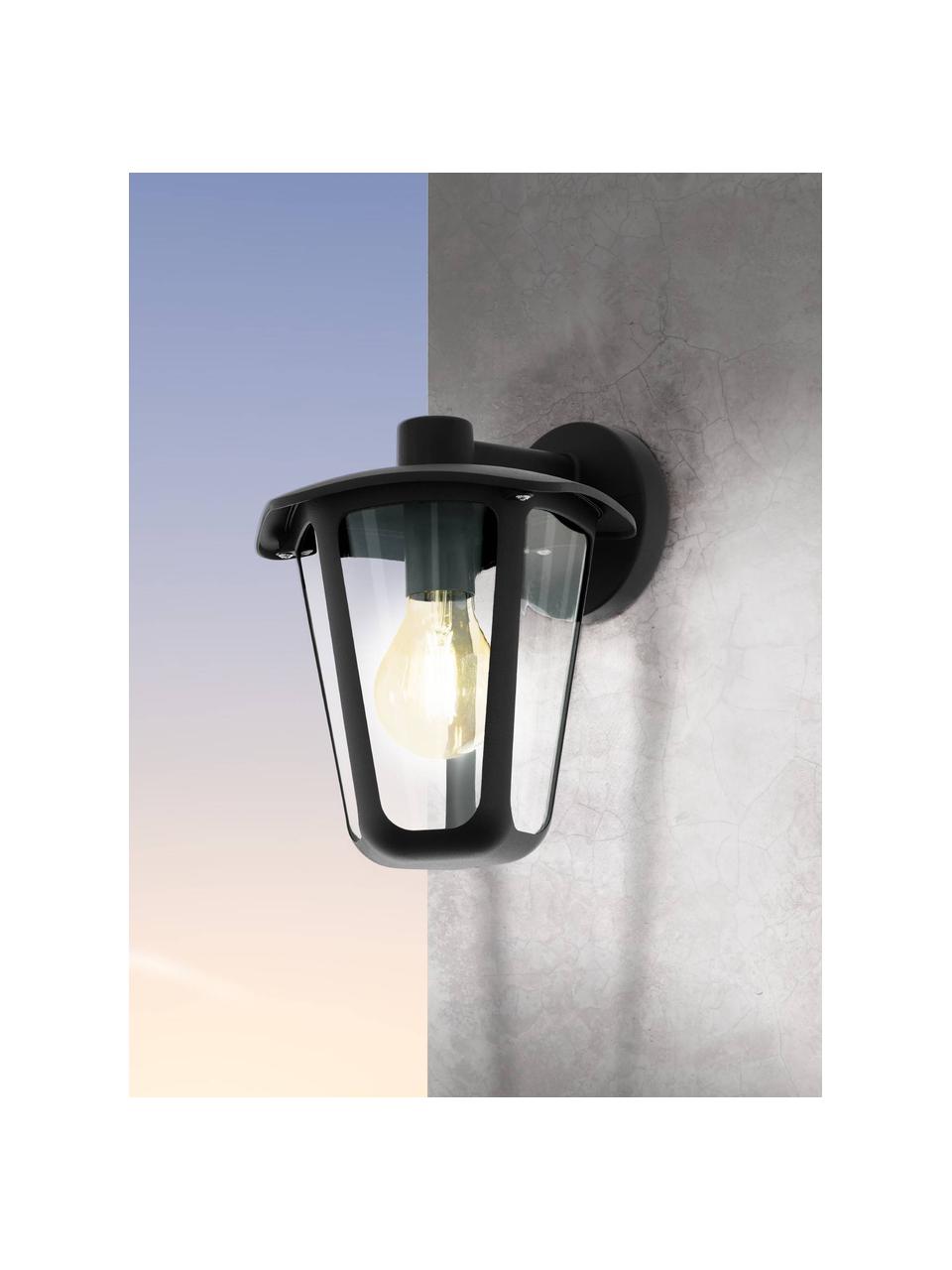 Outdoor wandlamp Monreale, Lampenkap: kunststof, Zwart, B 23 x H 28 cm