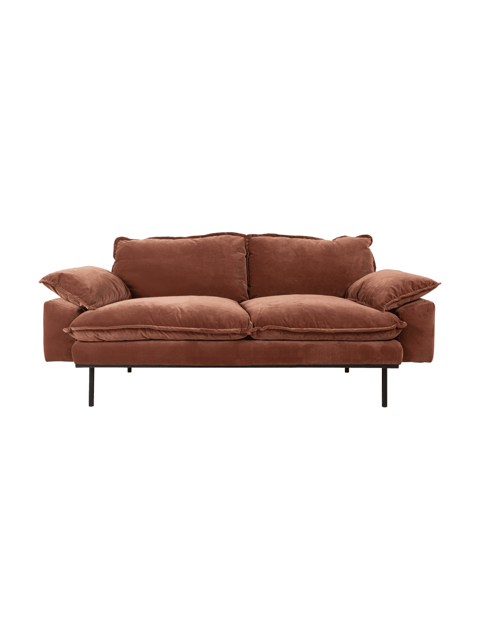 Samt-Sofa Magnolia (2-Sitzer) in Rot mit Metall-Füssen, Bezug: Samt (100% Polyester), Samt Rot, B 175 x T 94 cm