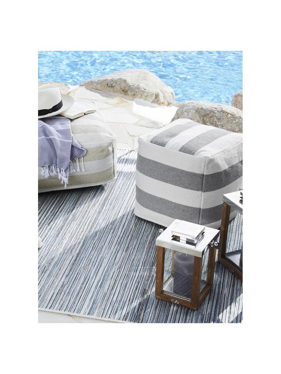 Pruhovaný sedací puf Lani, Sivá, biela, Š 40 x V 40 cm