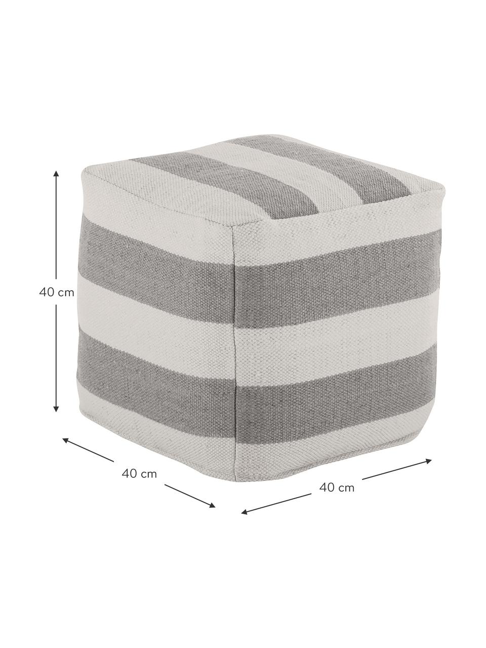 Pruhovaný sedací puf Lani, Sivá, biela, Š 40 x V 40 cm