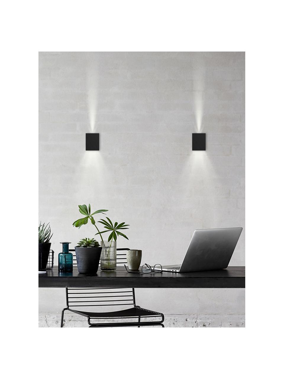 Applique di design a LED da esterno Canto Kubi, Lampada: alluminio rivestito, Nero, Larg. 9 x Alt. 10 cm
