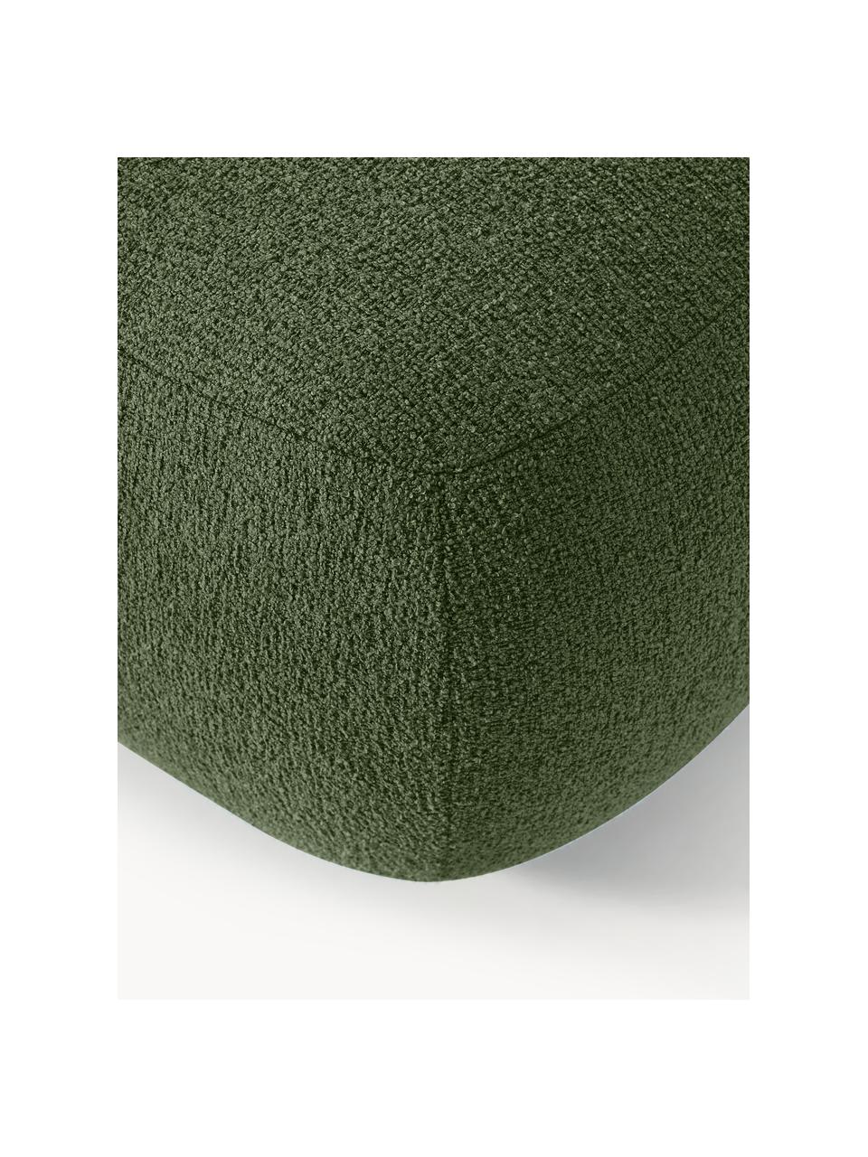 Puf reposapiés en tejido bouclé Sofia, Tapizado: tejido bouclé (100% polié, Estructura: madera de abeto, tablero , Patas: plástico Este producto es, Bouclé verde oscuro, An 75 x F 96 cm