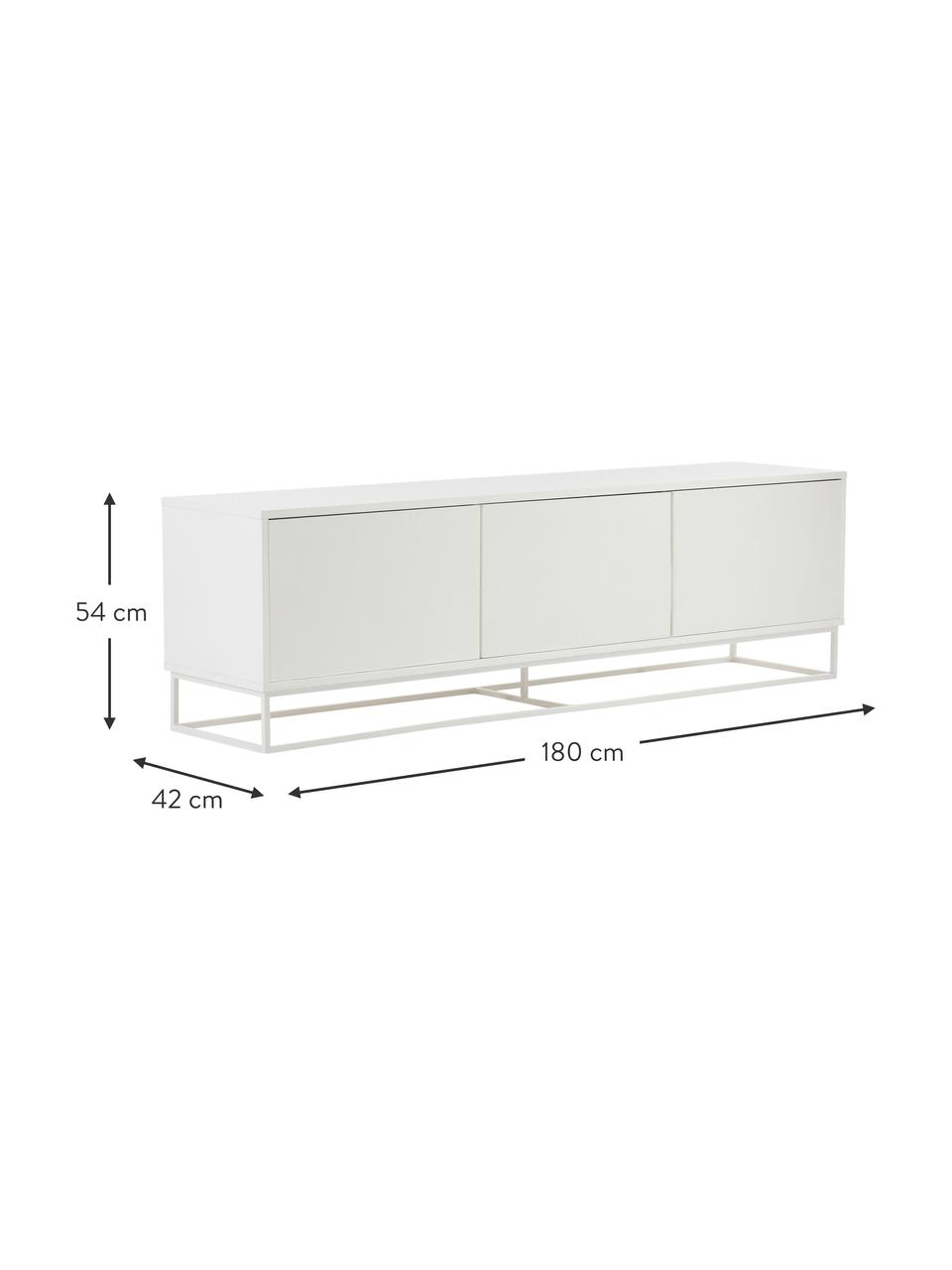 Mueble TV Lyckeby, Estructura: tablero de fibras de dens, Patas: metal con pintura en polv, Blanco, An 180 x Al 54 cm