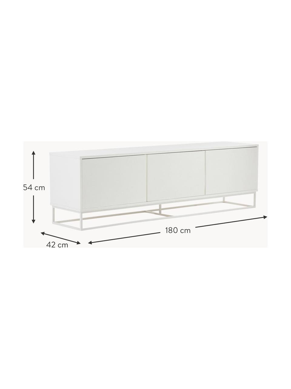 Mueble TV Lyckeby, Estructura: tablero de fibras de dens, Patas: metal con pintura en polv, Blanco, An 180 x Al 54 cm