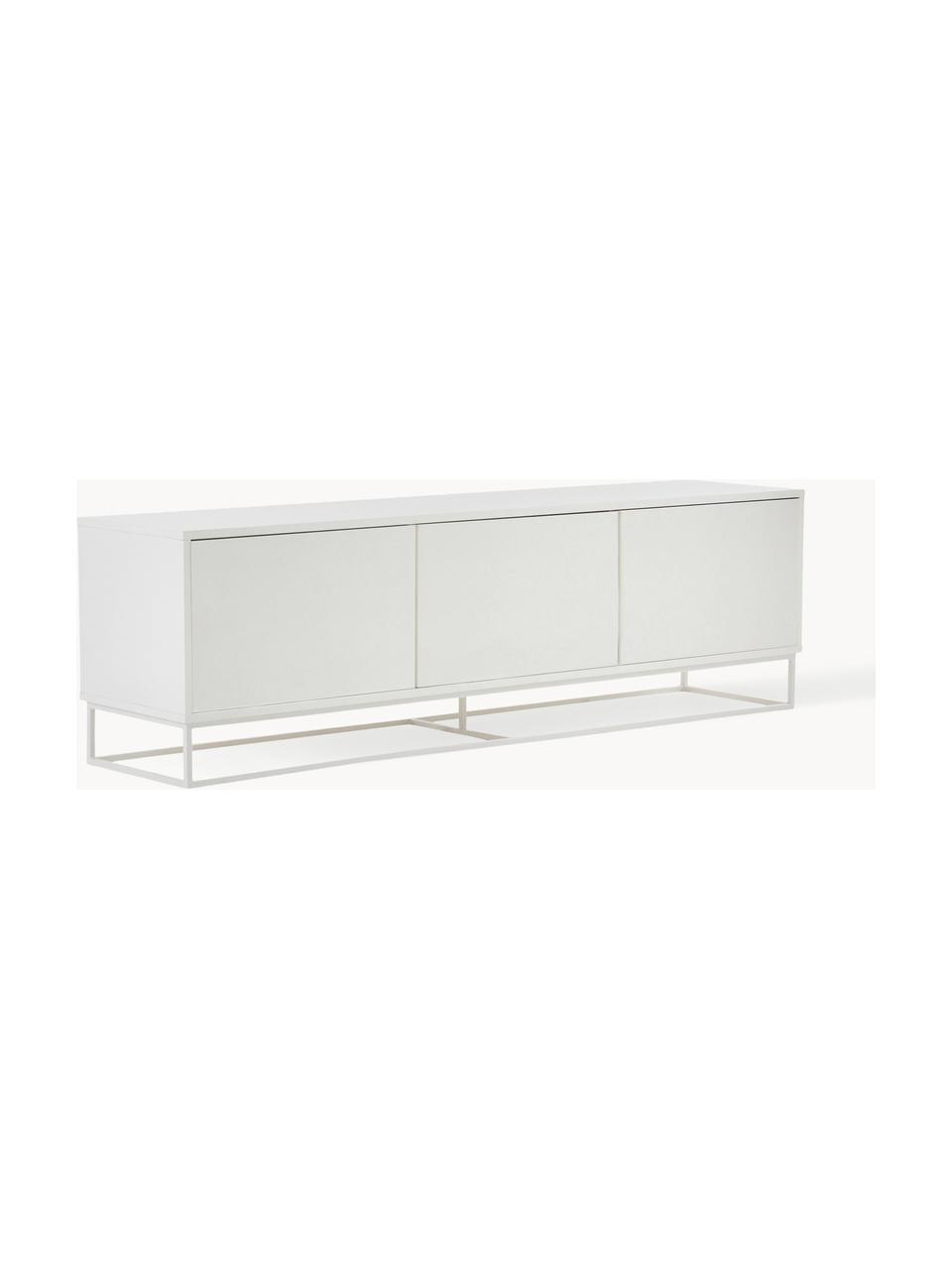 Tv-meubel Lyckeby, Frame: gelakt MDF, Poten: gepoedercoat metaal, Wit, B 180 x H 54 cm