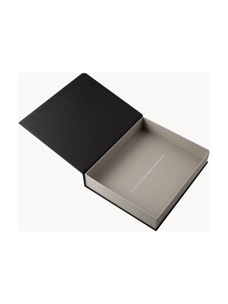 Boîte de rangement Random Things, 80 % papier gris, 18 % polyester, 2 % coton, Noir, larg. 32 x prof. 27 cm