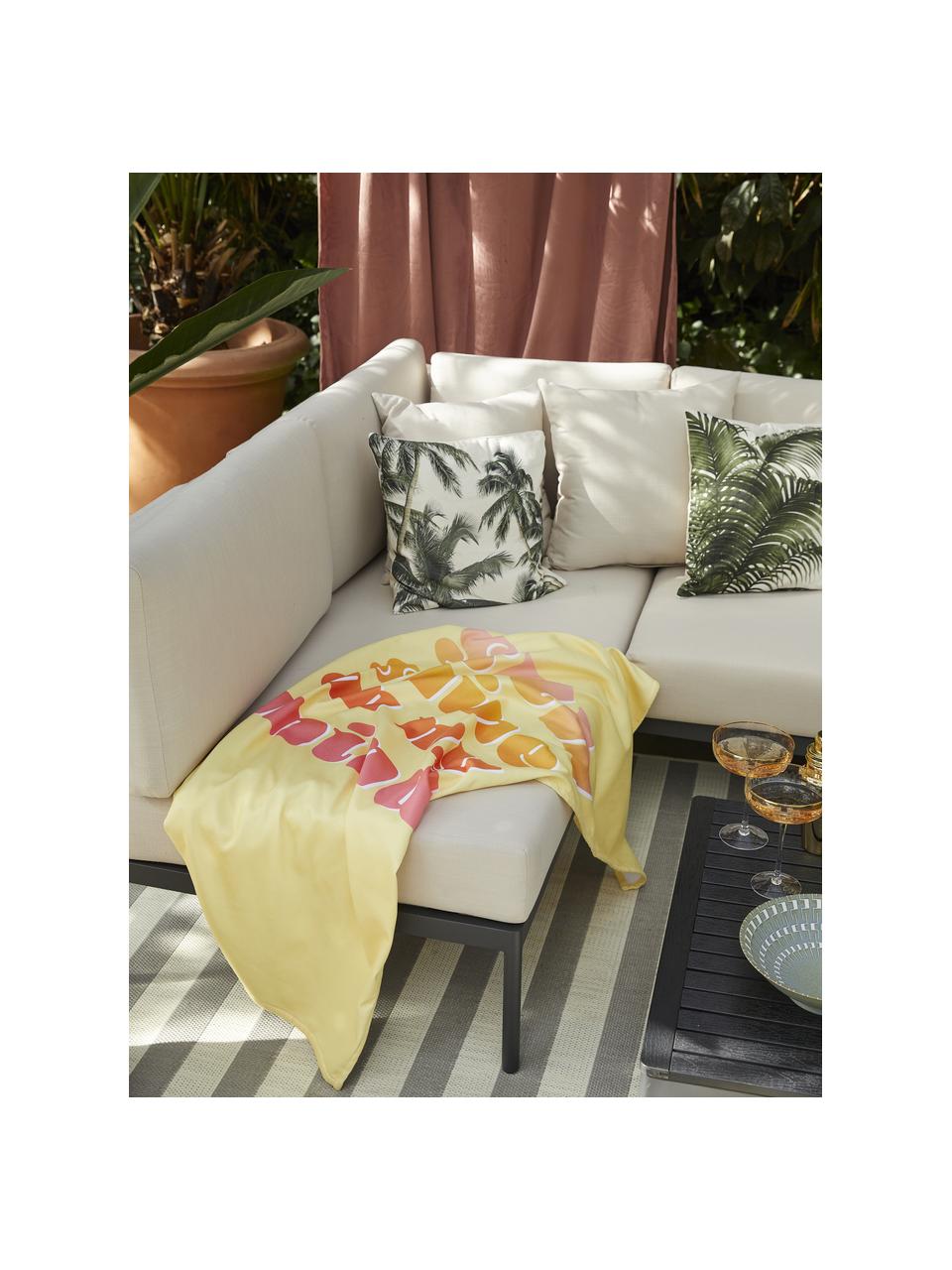 Fouta de plage jaune Sunshine, 55 % polyester, 45 % coton très léger grammage, 340  g/m², Jaune, multicolore, larg. 70 x long. 150 cm