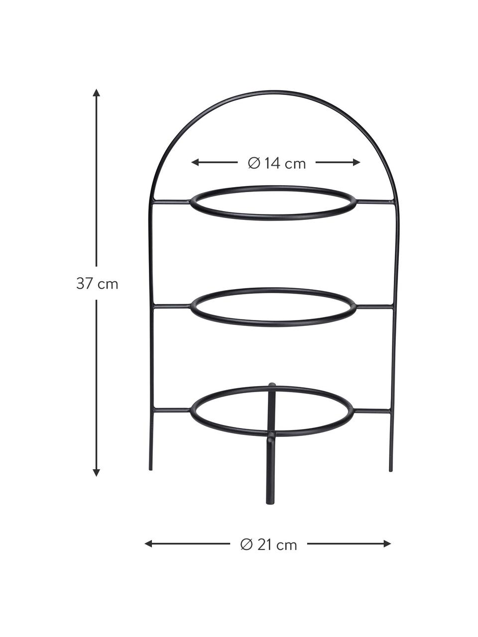 Fuente 3 pisos Oco, Metal recubierto, Negro, Ø 21 x Al 37 cm