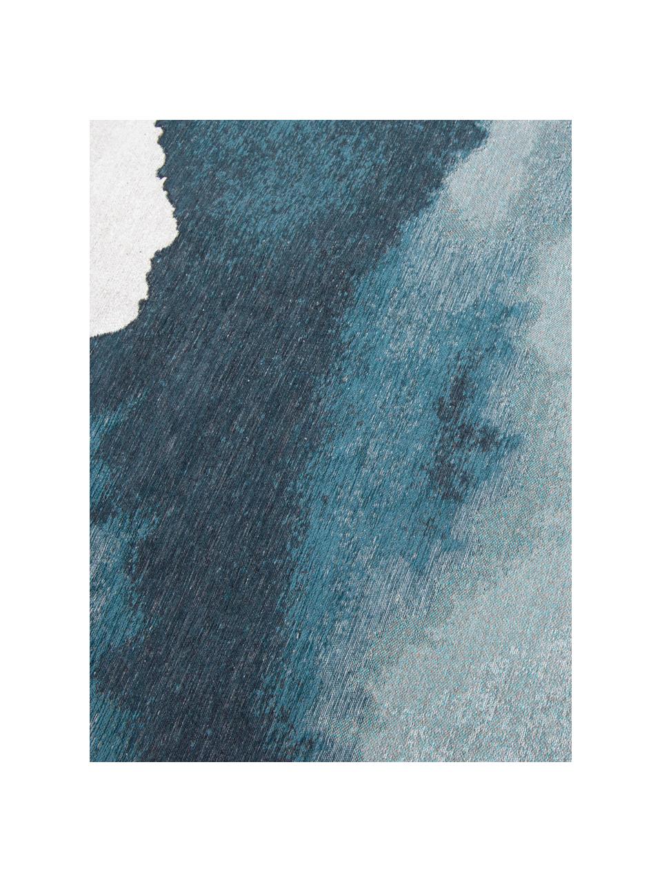 Alfombra con estampado abstracto Iode, 100% poliéster, Tonos azul petróleo, An 80 x L 150 cm (Tamaño XS)