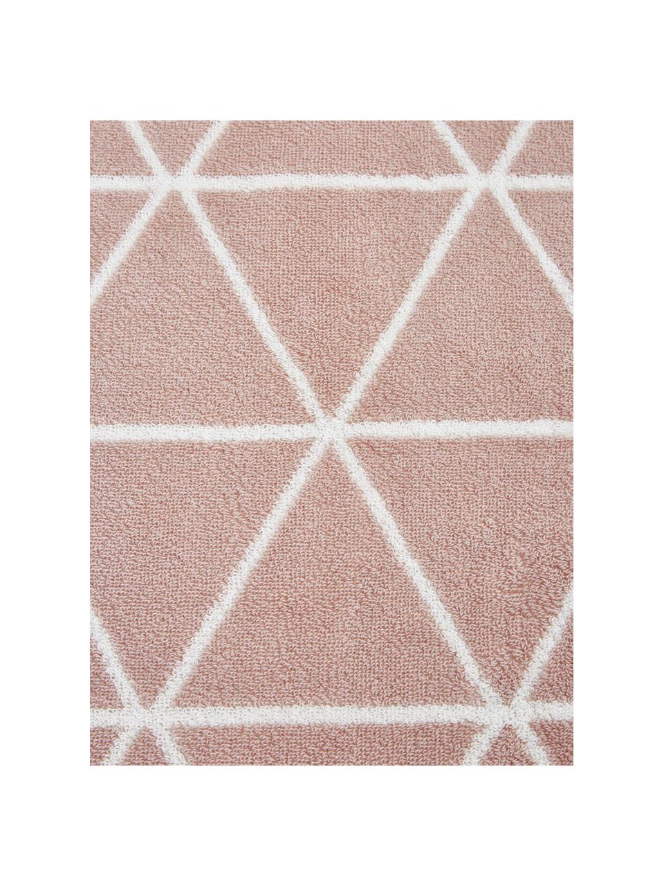 Dubbelzijdige handdoekenset Elina met grafisch patroon, 3-delig, Roze, crèmewit, Set met verschillende formaten