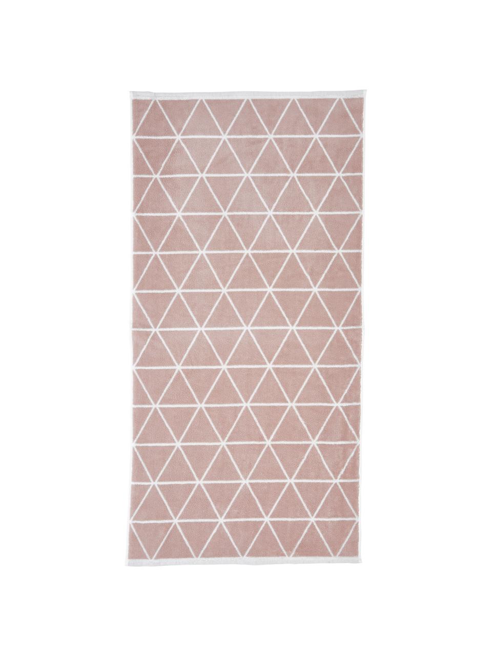 Dubbelzijdige handdoekenset Elina met grafisch patroon, 3-delig, Roze, crèmewit, Set met verschillende formaten