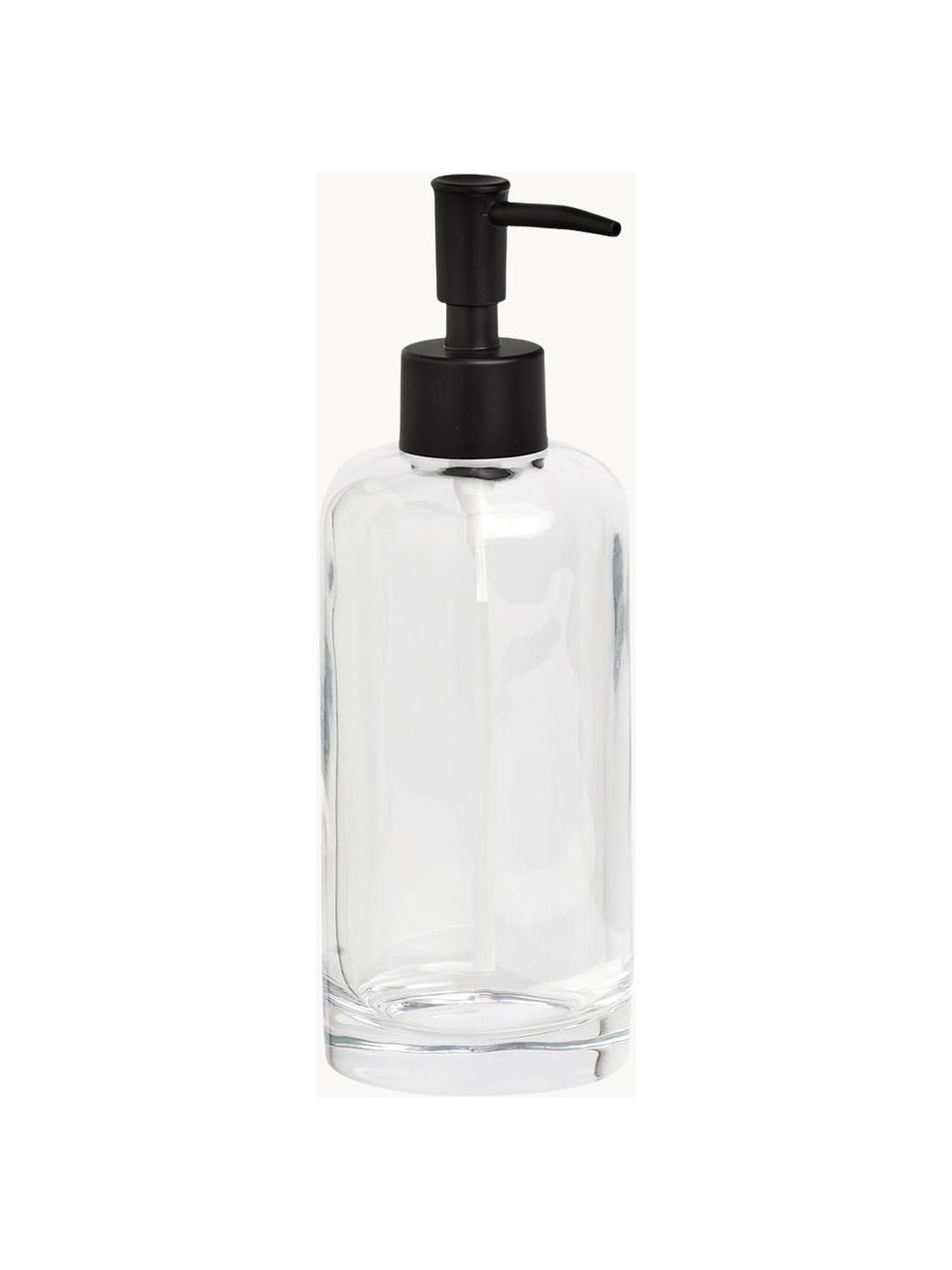 Dosatore di sapone in vetro Clear, Contenitore: vetro, Testa della pompa: plastica, Trasparente, nero, Ø 7 x Alt. 20 cm