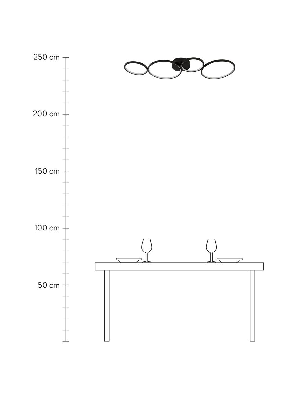 Velké stmívatelné stropní LED svítidlo Cirque, Černá, Š 98 cm, V 6 cm