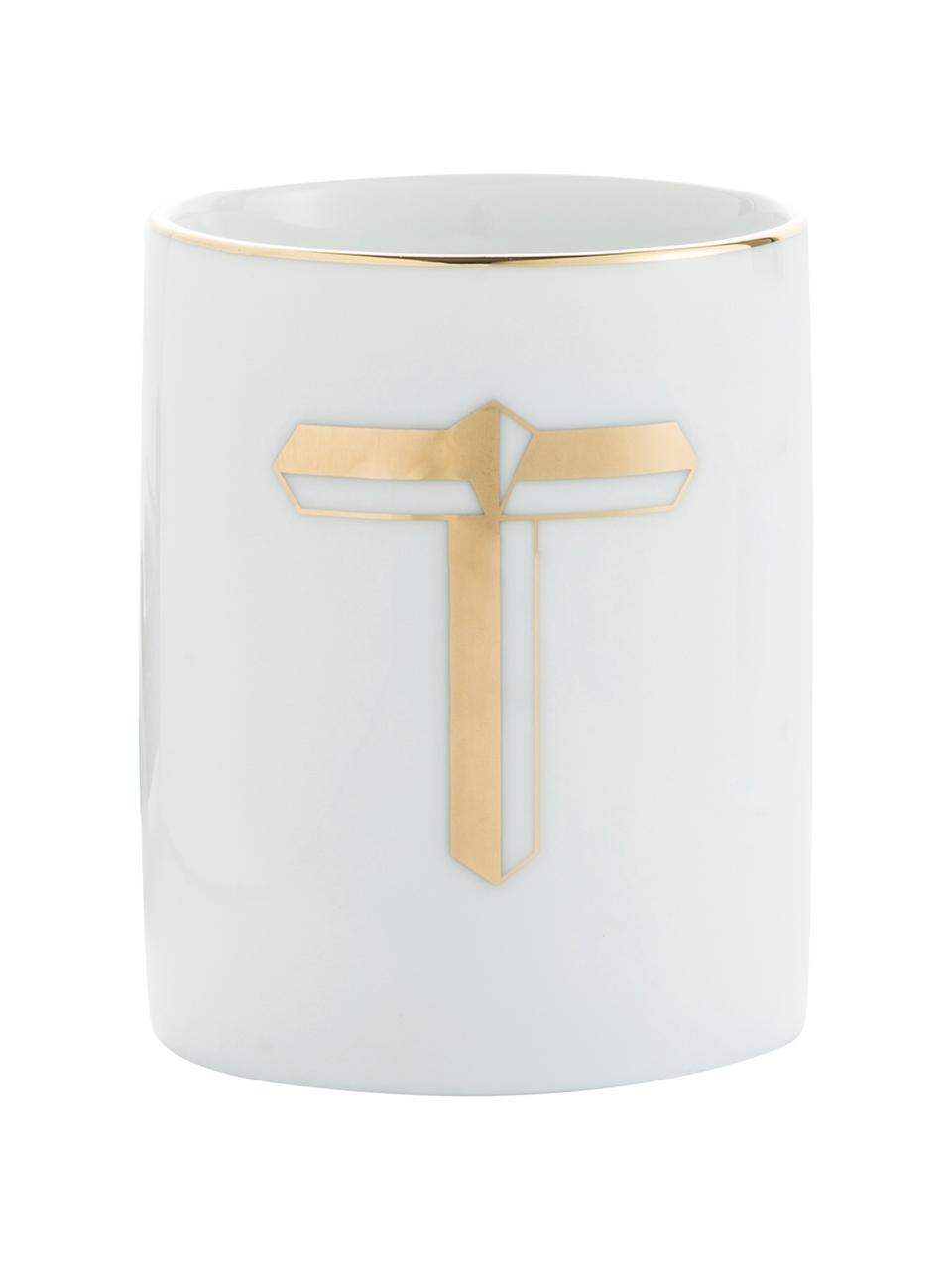 Mug porcelaine Yours (variantes de A à Z), Porcelaine, Blanc, couleur dorée, Mug P, 300 ml