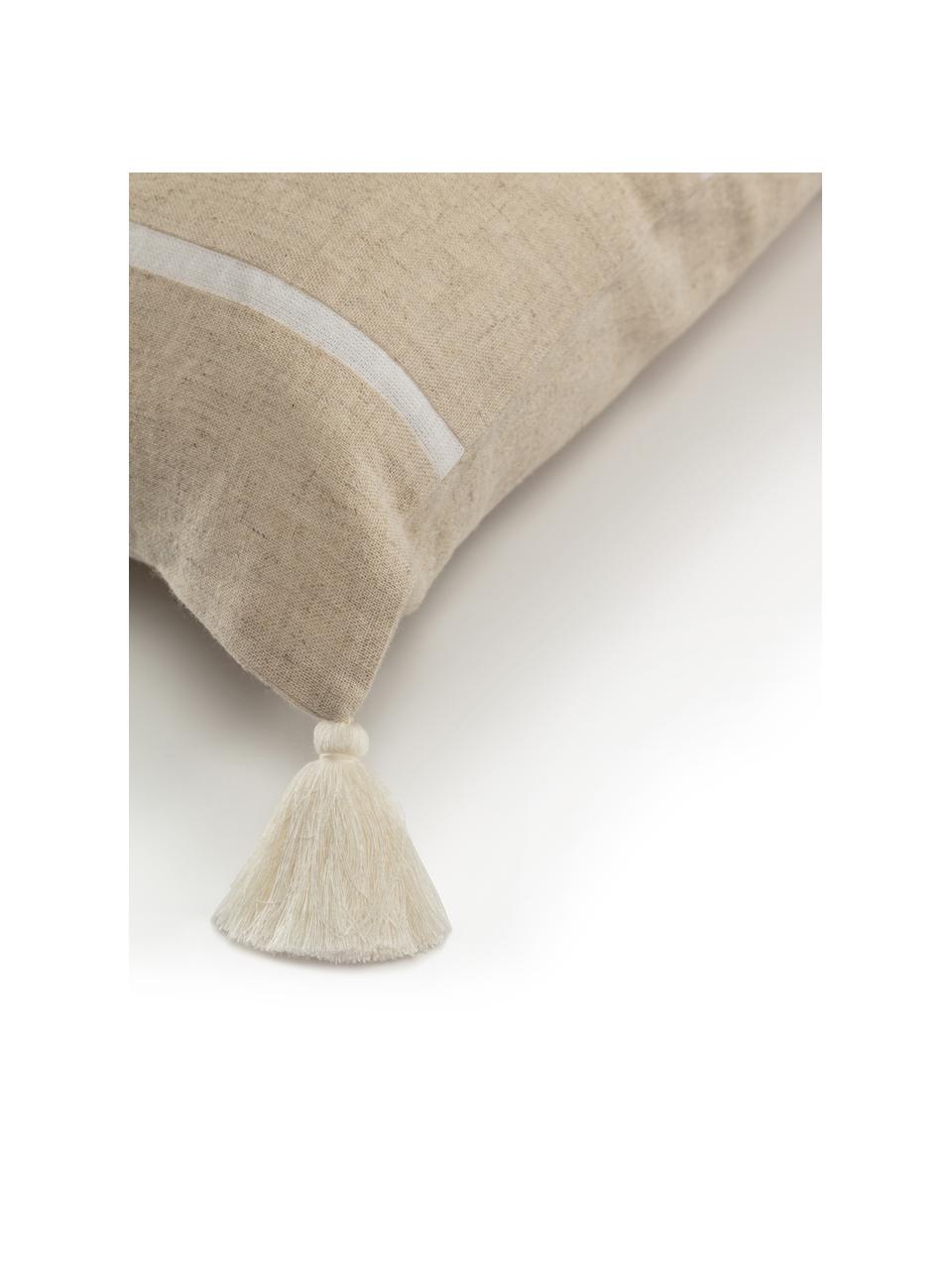 Federa arredo a righe con nappe Silene, 100% cotone, Beige, Larg. 45 x Lung. 45 cm