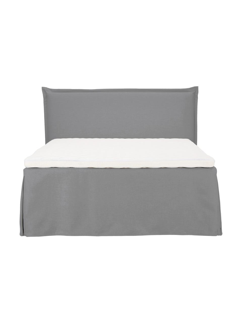 Letto boxspring premium Viola, Materasso: nucleo a 5 zone di molle , Piedini: legno massiccio di betull, Tessuto grigio scuro, 140 x 200 cm, durezza 2