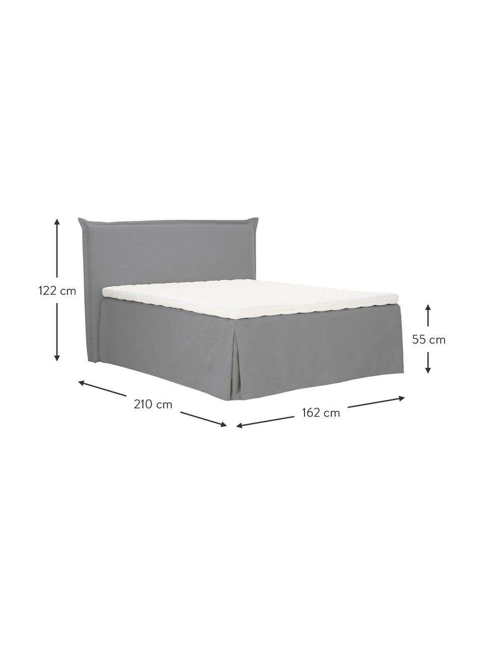 Letto boxspring premium Viola, Materasso: nucleo a 5 zone di molle , Piedini: legno massiccio di betull, Tessuto grigio scuro, 140 x 200 cm, durezza 2