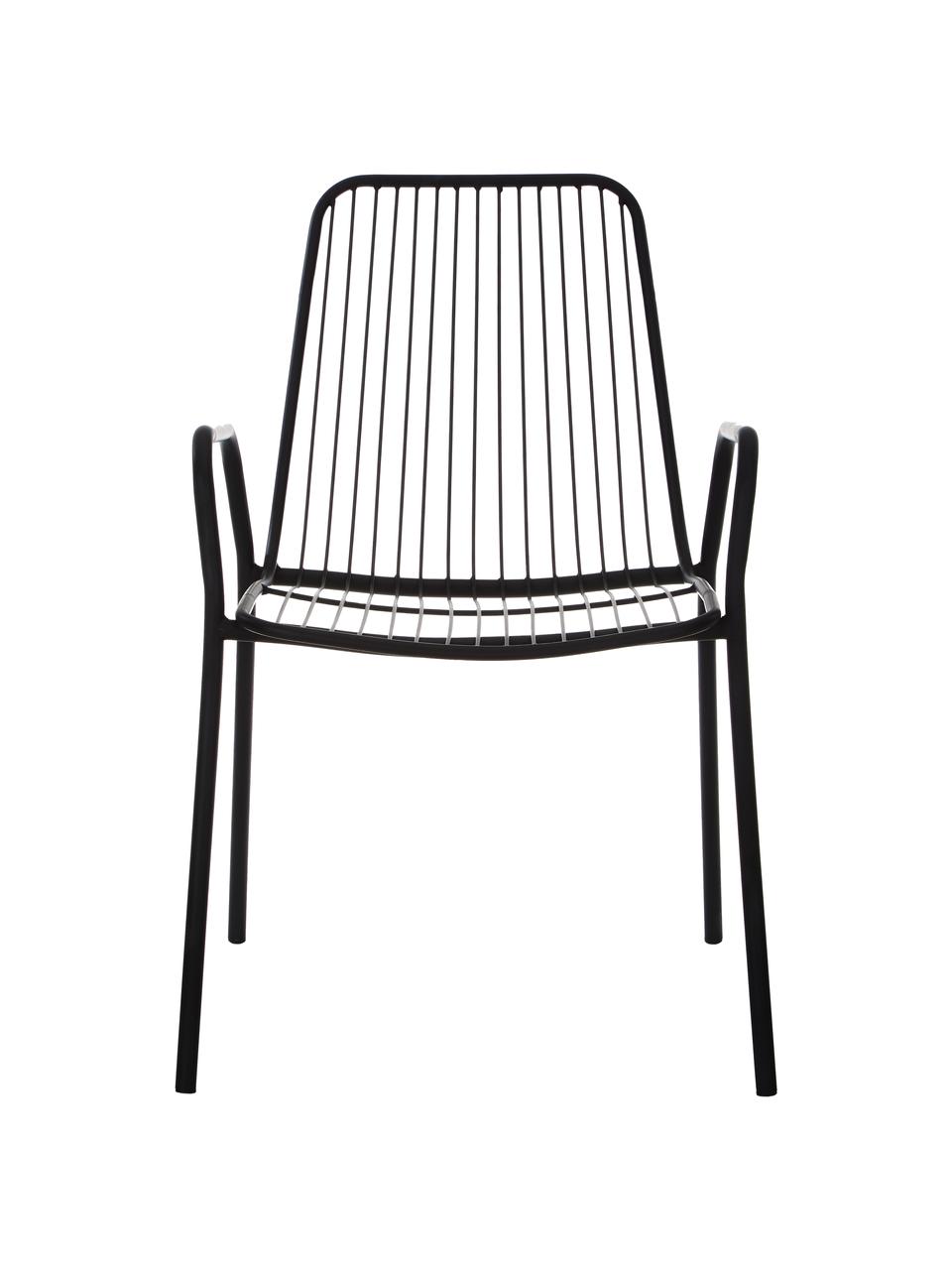 Sedia da giardino in metallo con braccioli Tirana 2 pz, Metallo verniciato a polvere, Nero, Larg. 54 x Prof. 54 cm