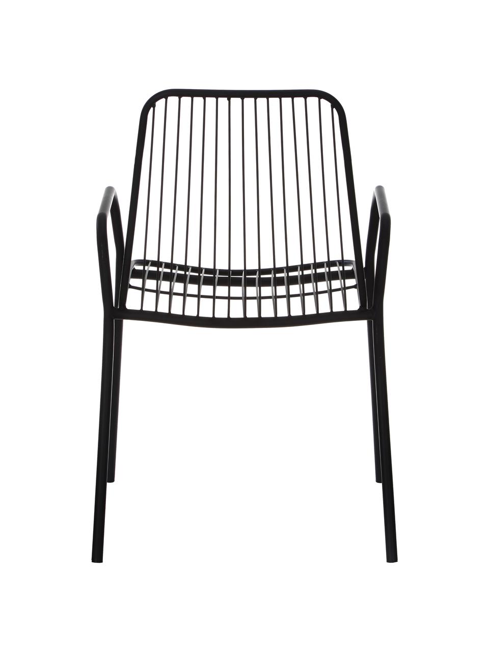 Sedia da giardino in metallo con braccioli Tirana 2 pz, Metallo verniciato a polvere, Nero, Larg. 54 x Prof. 54 cm