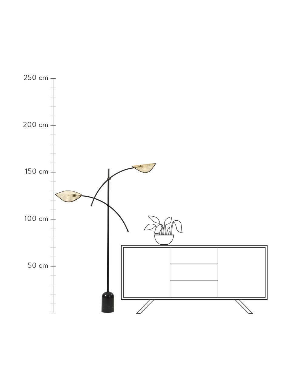 Stojací lampa z vídeňské pleteniny Freja, Černá, světle hnědá, Š 100 cm, V 160 cm