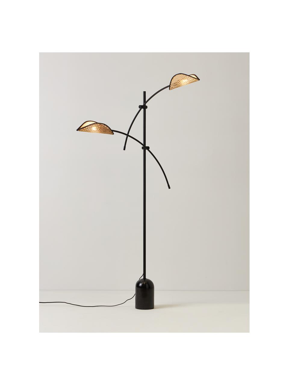 Vloerlamp Freja van Weens vlechtwerk, Zwart, lichtbruin, H 160 cm