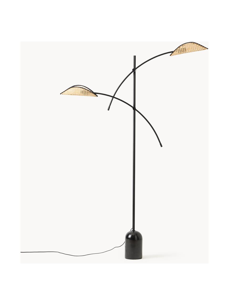 Stojací lampa z vídeňské pleteniny Freja, Černá, světle hnědá, V 160 cm