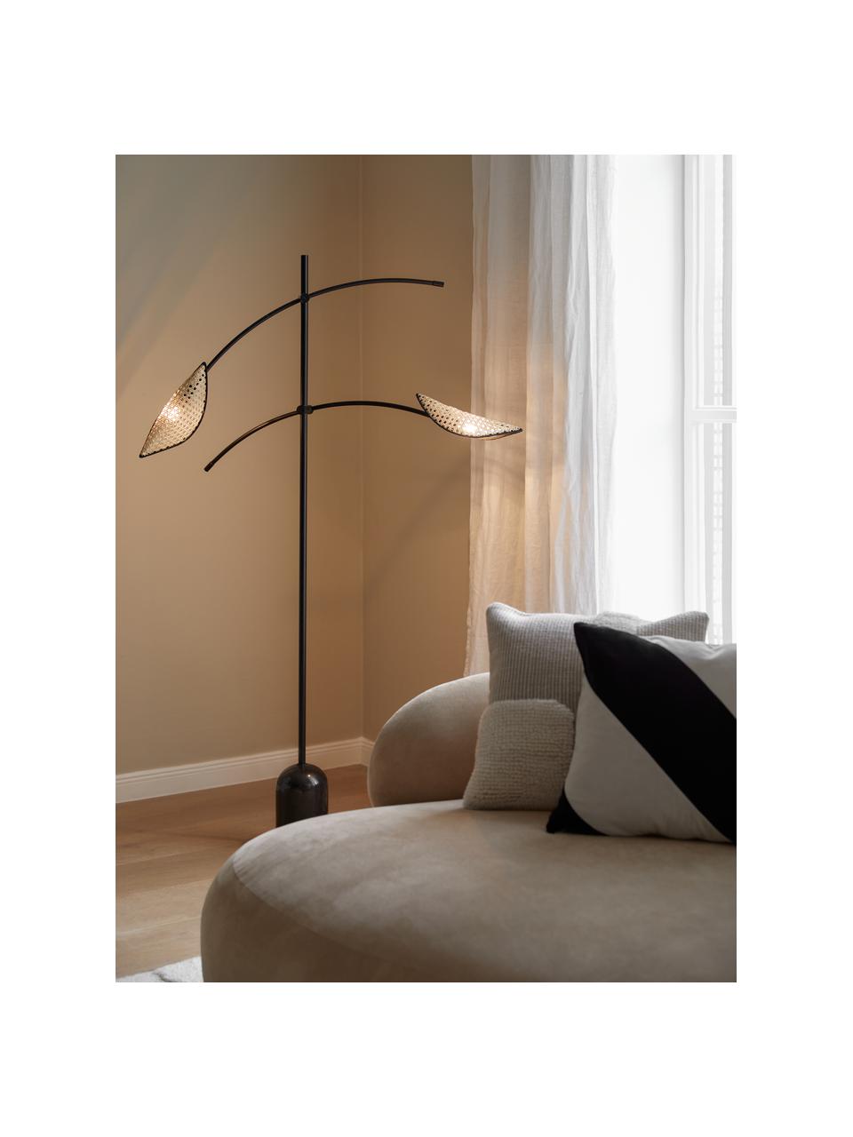 Vloerlamp Freja van Weens vlechtwerk, Zwart, lichtbruin, H 160 cm