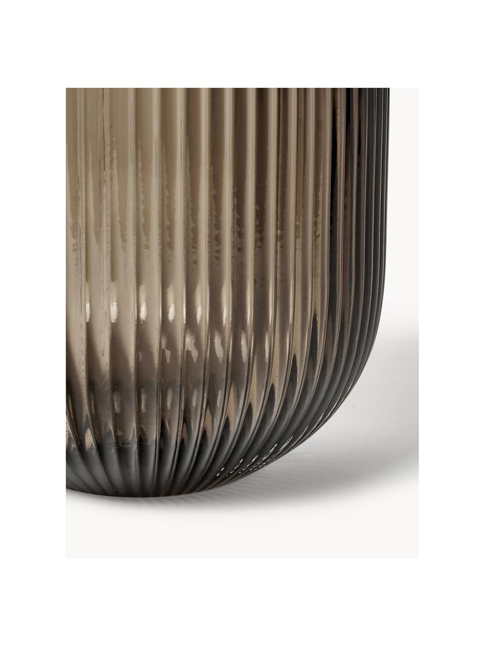 Sklenená váza Simple Stripe, V 18 cm, Sklo, Hnedosivá, polopriehľadná, Ø 16 x V 18 cm