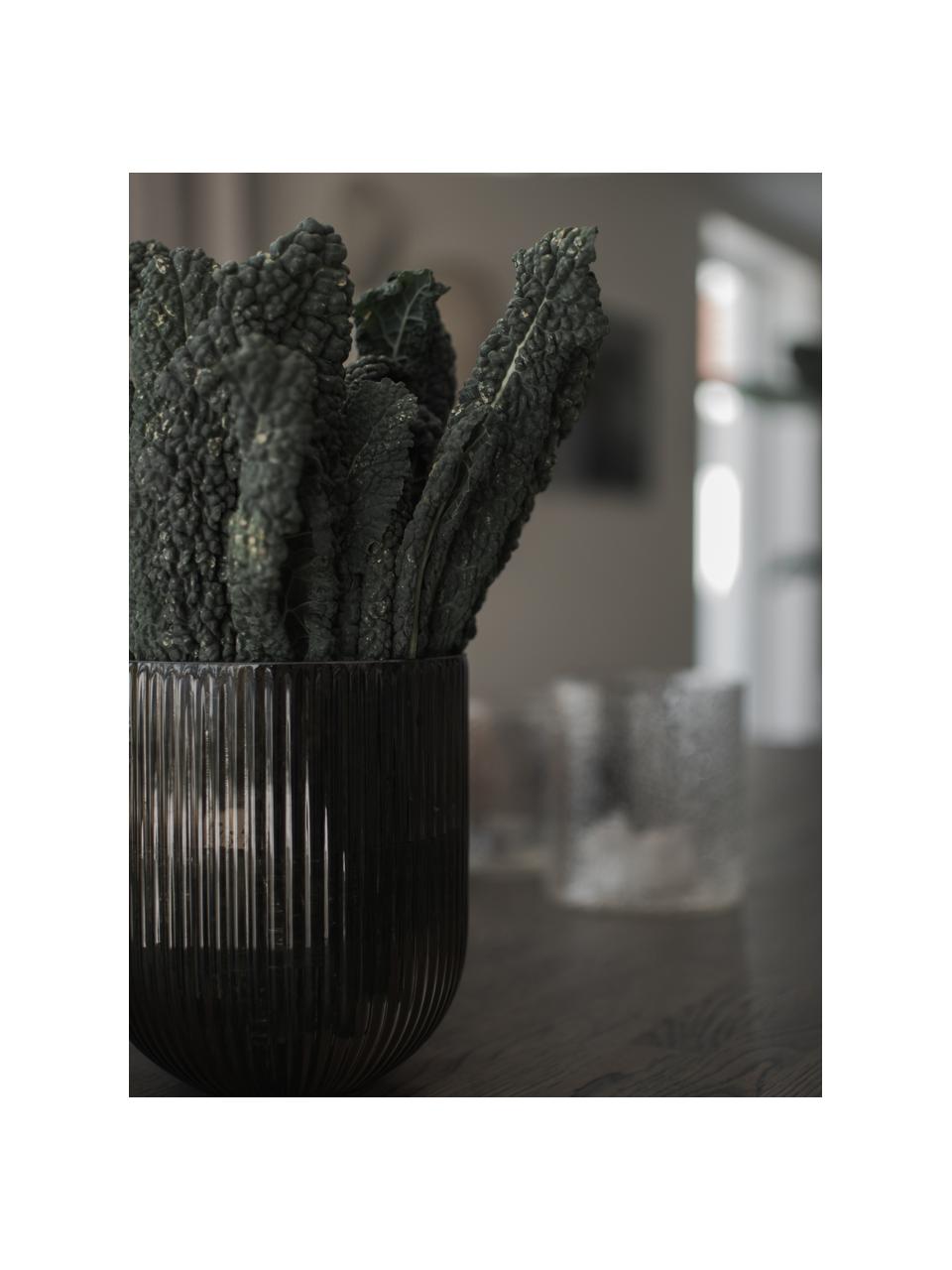 Skleněná váza Simple Stripe, V 18 cm, Sklo, Greige, poloprůhledná, Ø 16 cm, V 18 cm
