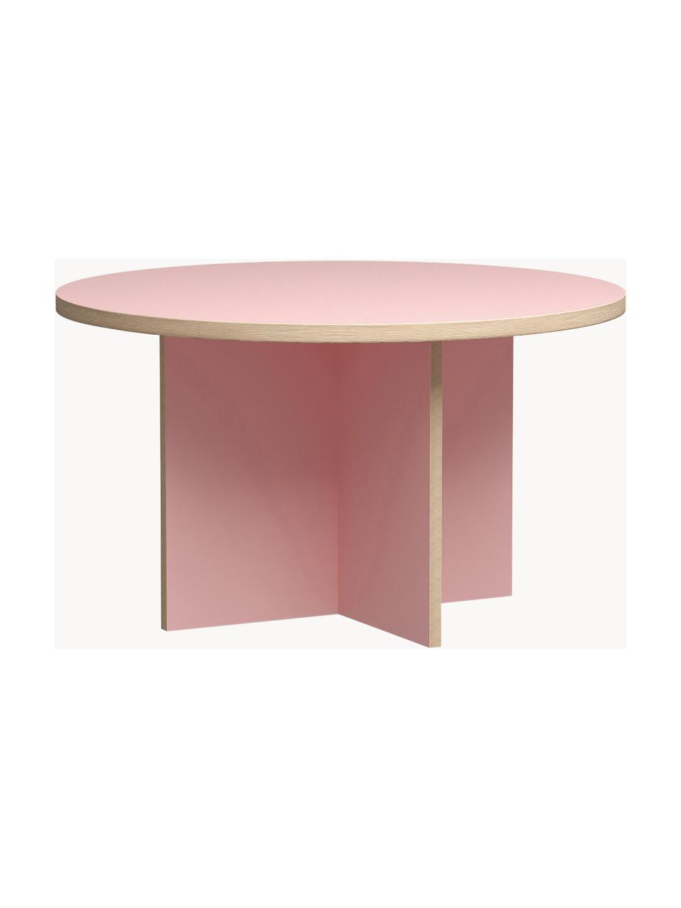 Ronde eettafel Cirkel, Ø 129 cm, Tafelblad: Eurolight, MDF, gelaminee, Frame: Eurolight, MDF, gelaminee, Lichtroze, Ø 129 cm