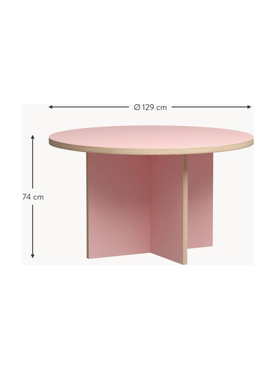 Tavolo da pranzo rotondo Cirkel Ø 129 cm, Piano del tavolo: Eorolight, pannello MDF (, Struttura: Eorolight, pannello MDF (, Rosa chiaro, Ø 129 x Alt. 74 cm