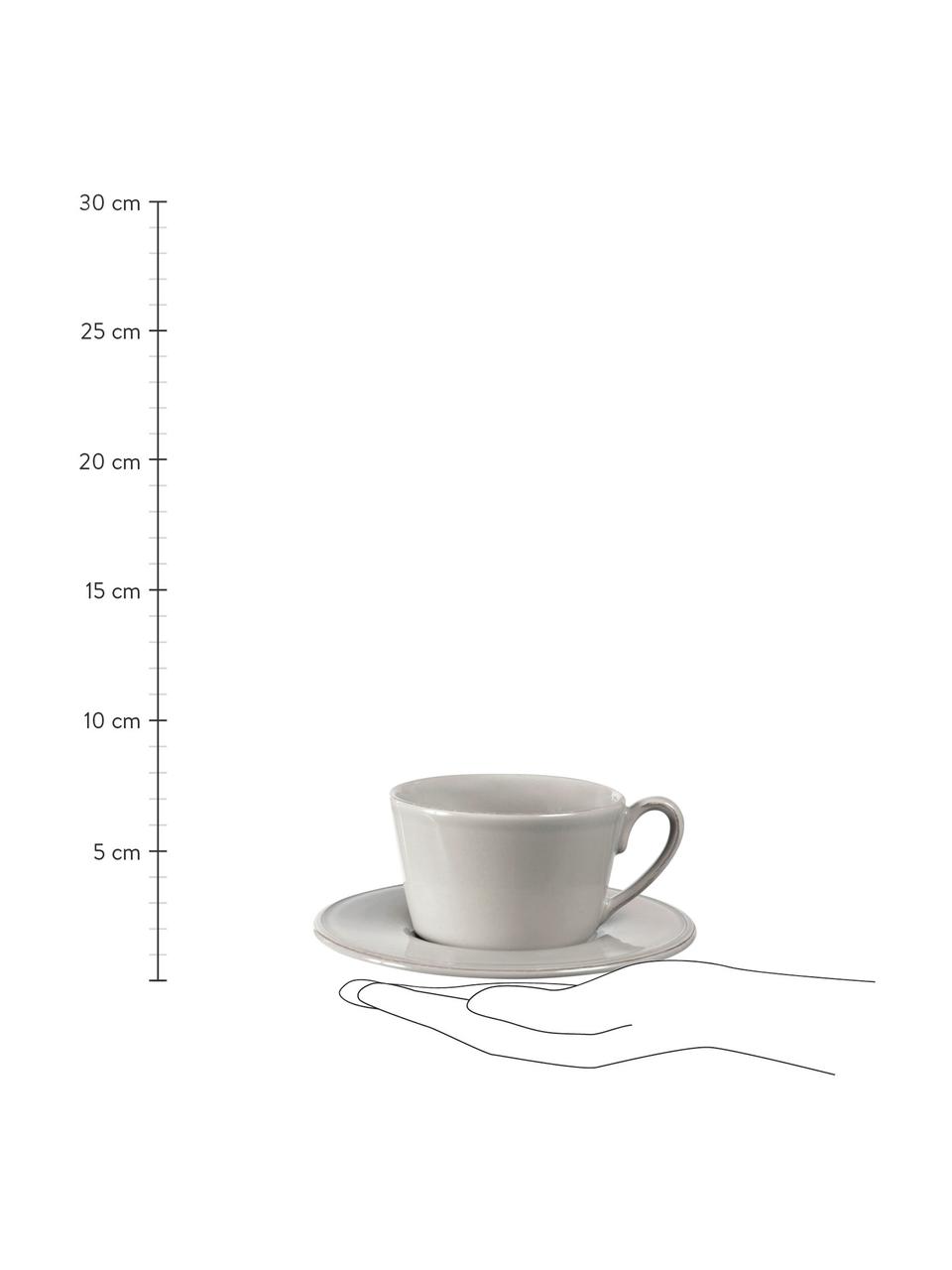 Tasse à thé style rustique Constance, Grès cérame, Gris clair, Ø 19 x haut. 8 cm, 375 ml