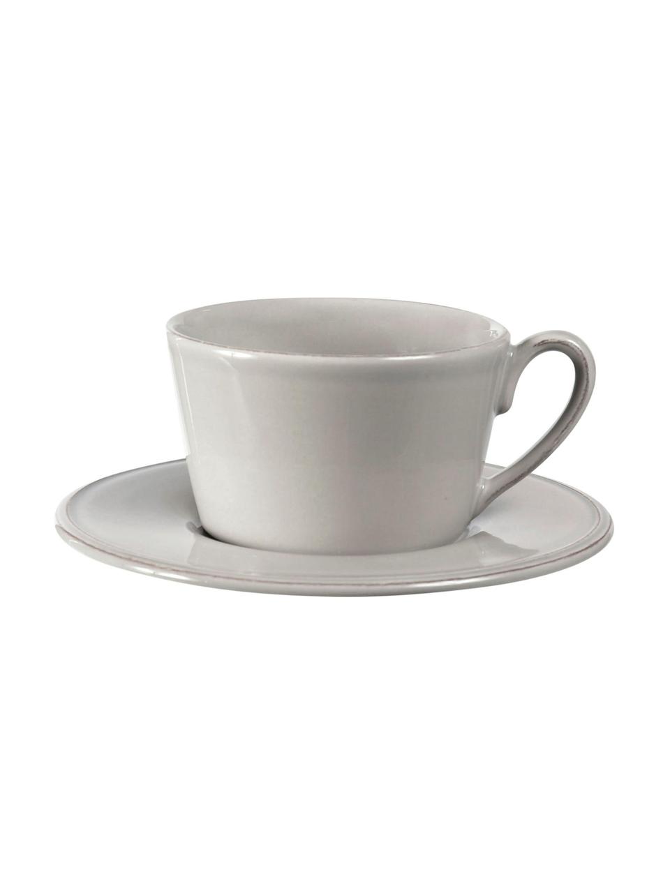 Tasse à thé style rustique Constance, Grès cérame, Gris clair, Ø 19 x haut. 8 cm, 375 ml