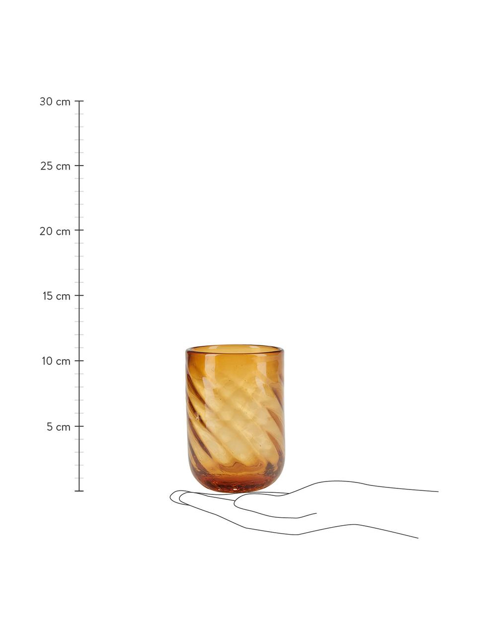 Wassergläser Twist, 4 Stück, Glas, Bernsteinfarben, Ø 8 x H 11 cm, 300 ml