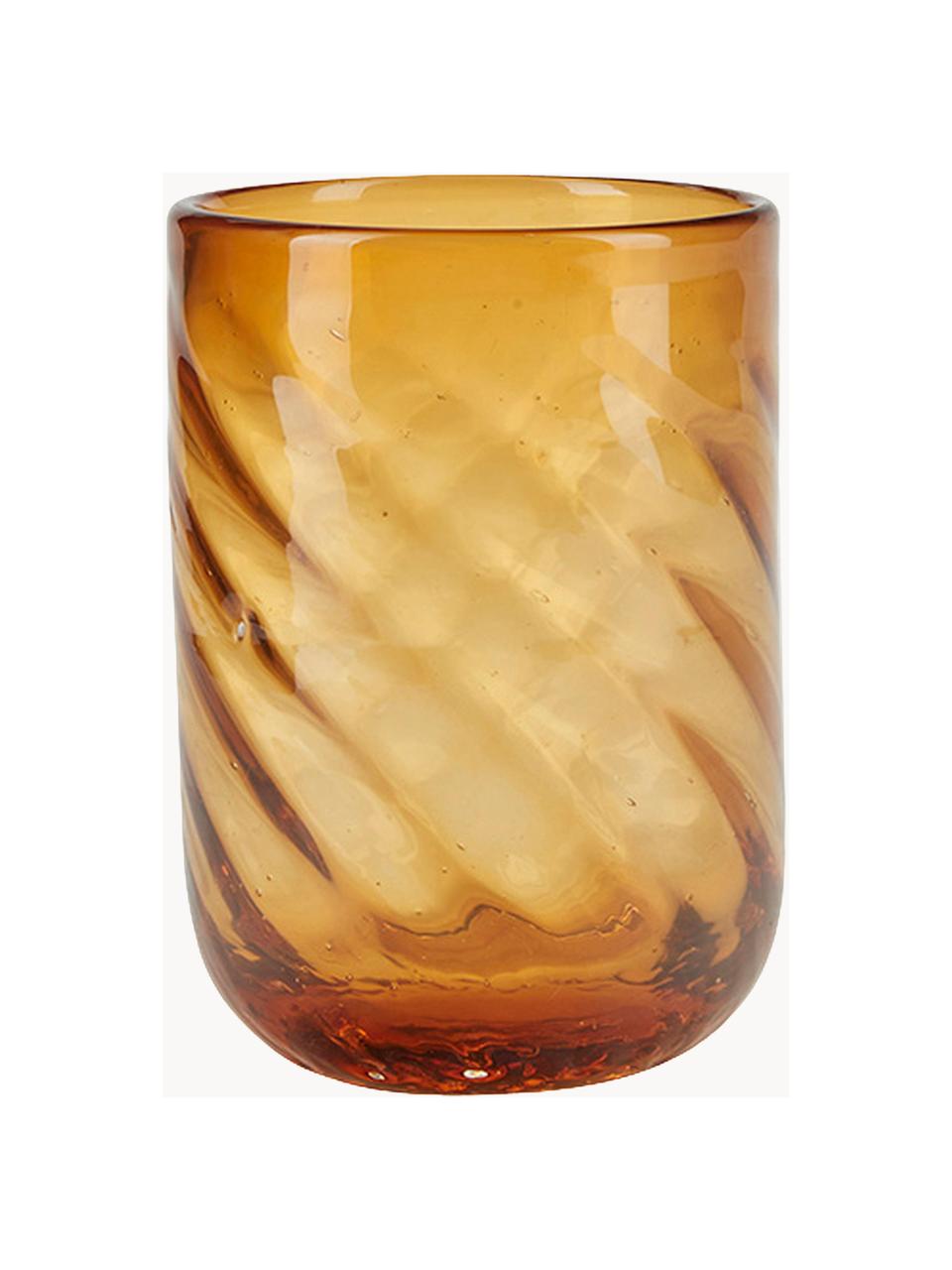 Waterglazen Twist in geel, 4 stuks, Glas, Amberkleurig, transparant, Ø 8 x H 11 cm, 300 ml